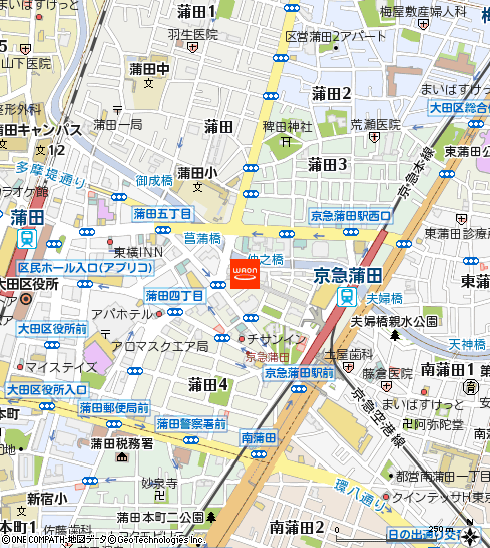 イオンリカー蒲田店付近の地図